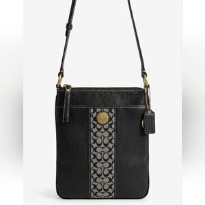 Coach Vintage 2006 Black Pebble Leather + Monogram Crossbody EUC